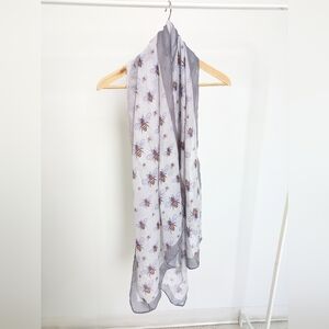 Bee Print Scarf with Gray Border